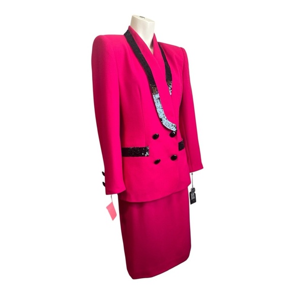NOLAN MILLER Pink Power Suit Rare 1980 3-Piece Black Sequins Women’s 6 NWT - Picture 9 of 16